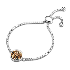 Personalised Circle Photo Bracelet for Women | Customisable S925 Silver