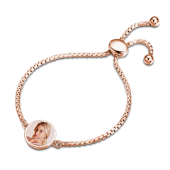 Personalised Circle Photo Bracelet for Women | Customisable S925 Silver
