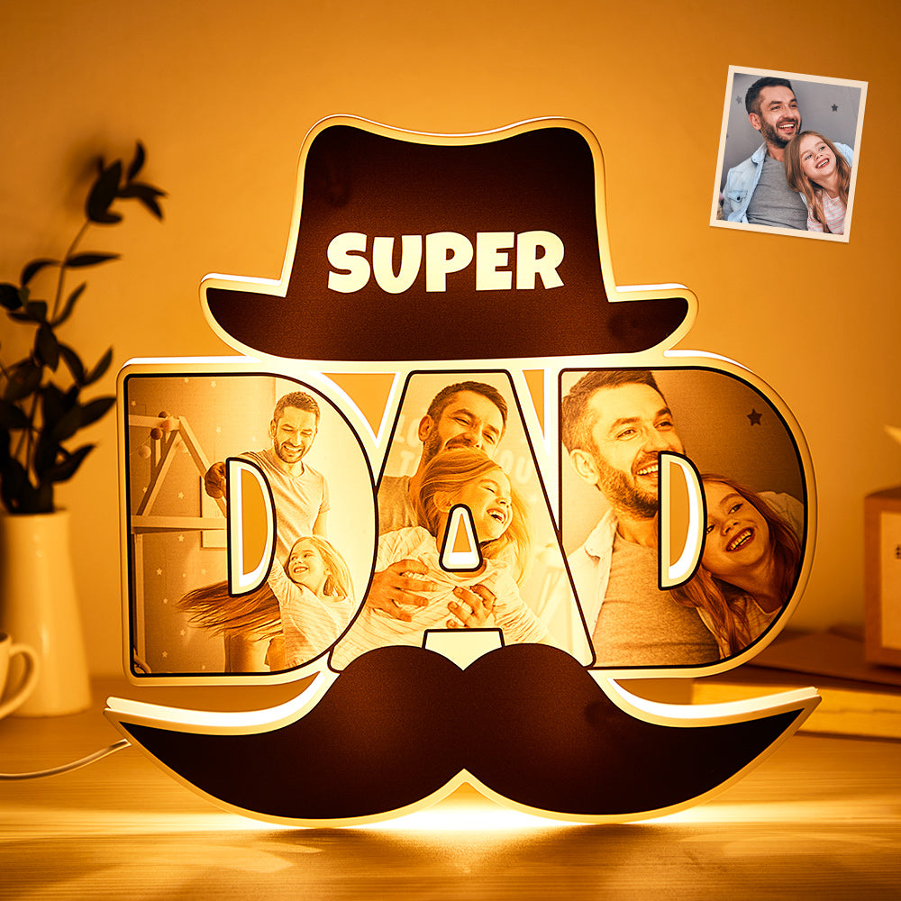 Personalised Photo Night Light with Funny Beard - Unique Father's Day Gift