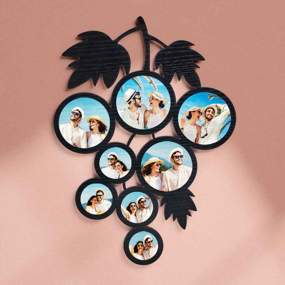 Custom Photo Grape Shaped Frame Personalized Picture Black Wall Decoration