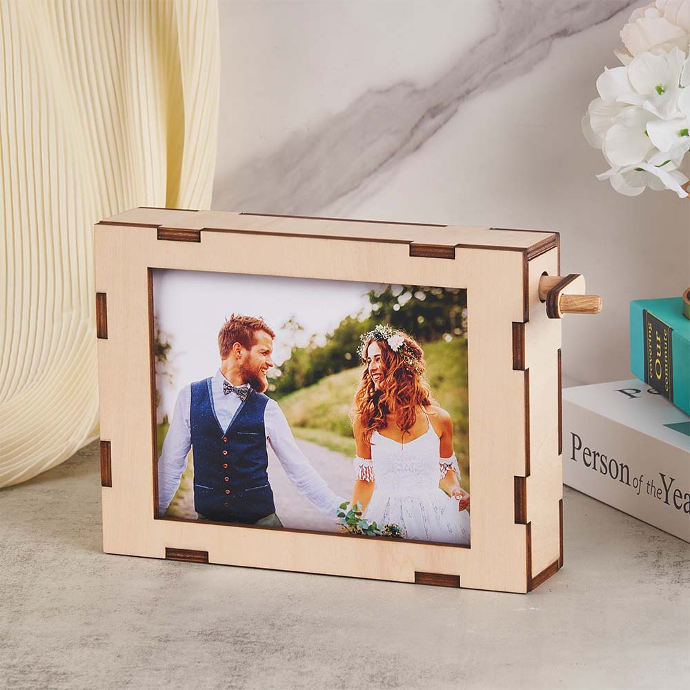 Personalised Rolling Photo Frame - Custom Wooden Picture Display | Valentine's Wedding Gift
