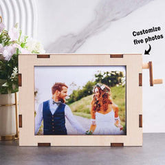 Personalised Rolling Photo Frame - Custom Wooden Picture Display | Valentine's Wedding Gift