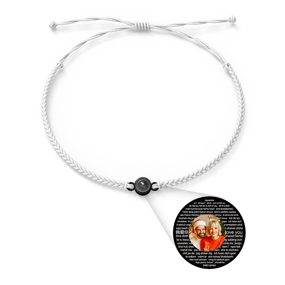 Personalised Photo Projection Charm Bracelet | I Love You in 100 Languages | Custom Birthday Gift