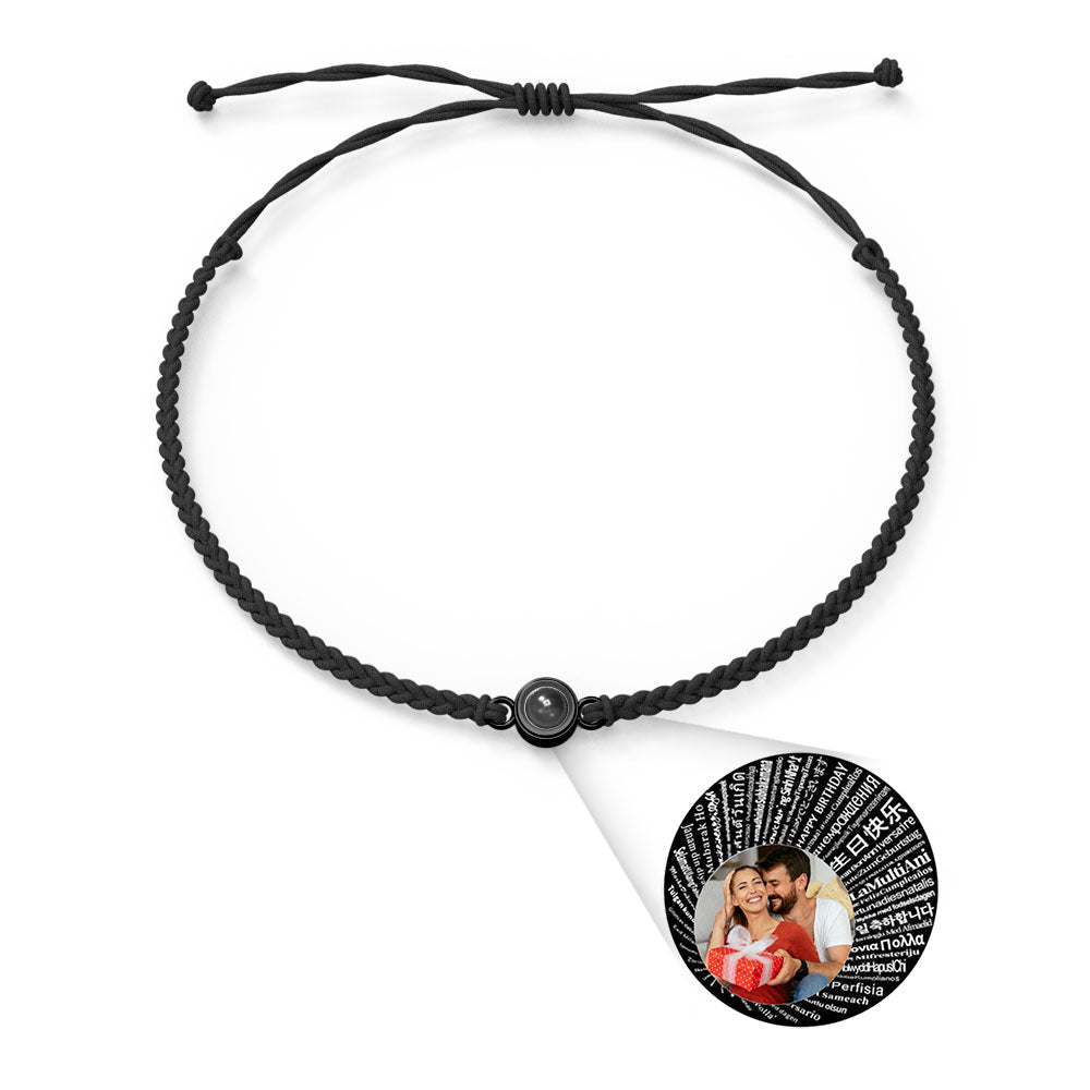 Personalised Photo Projection Charm Bracelet | I Love You in 100 Languages | Custom Birthday Gift