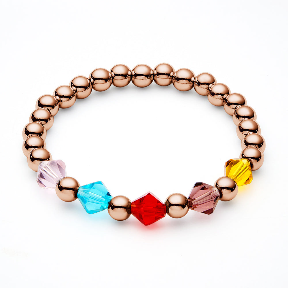 Personalised 1-12 Birthstone Family Bracelet | Elastic Beaded Gift for Women