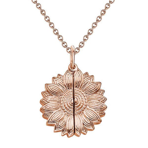 Custom Engraved Text Sunflower Locket Necklace