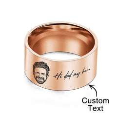 Personalised Men's Photo Ring with Engraving - Custom Father's Day Gift