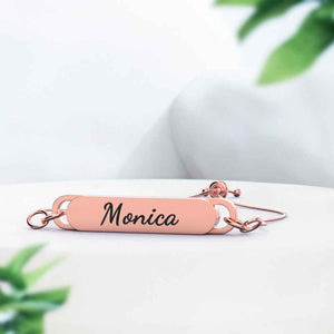 Custom Engraved Bar Bracelet - Length Adjustable