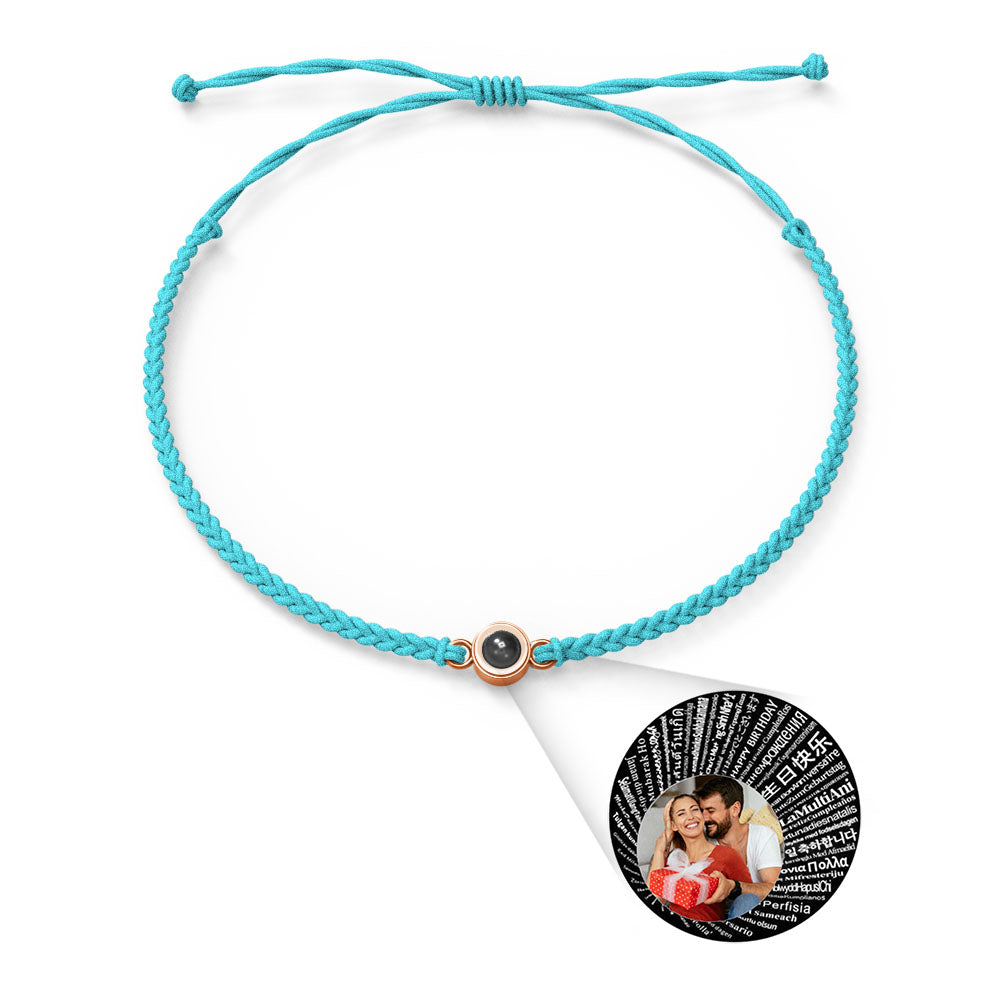 Personalised Photo Projection Charm Bracelet | I Love You in 100 Languages | Custom Birthday Gift
