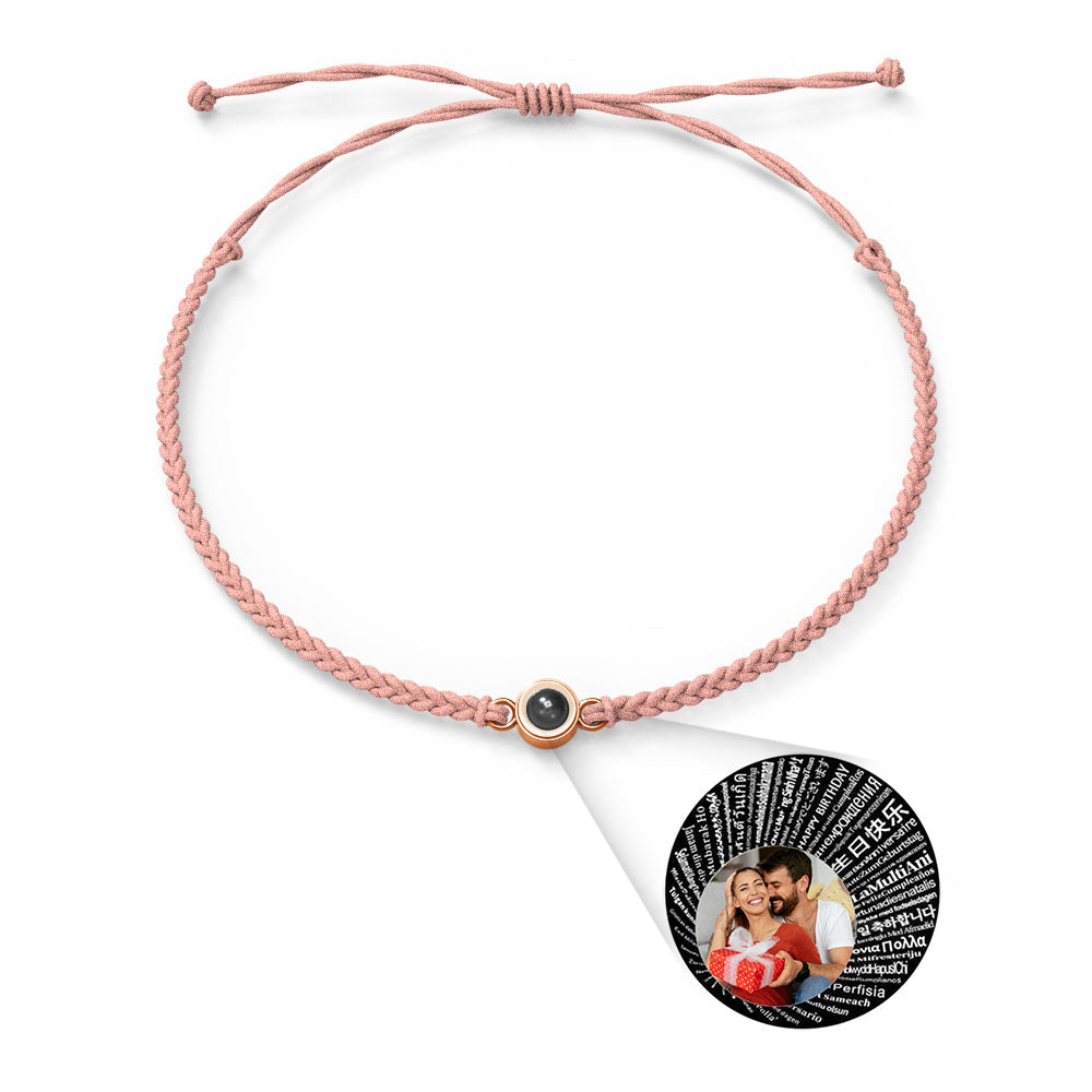 Personalised Photo Projection Charm Bracelet | I Love You in 100 Languages | Custom Birthday Gift