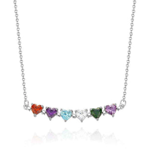 Personalized Heart-Shaped Birthstone Necklace Anniversary Birthday Gift for Her