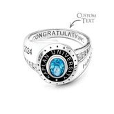 Personalised Birthstone Graduation Ring for Class of 2024 | Engraved Gift