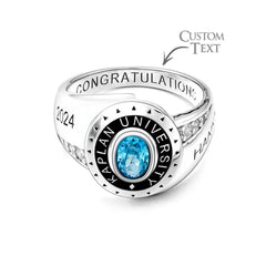 Personalised Birthstone Graduation Ring for Class of 2024 | Engraved Gift