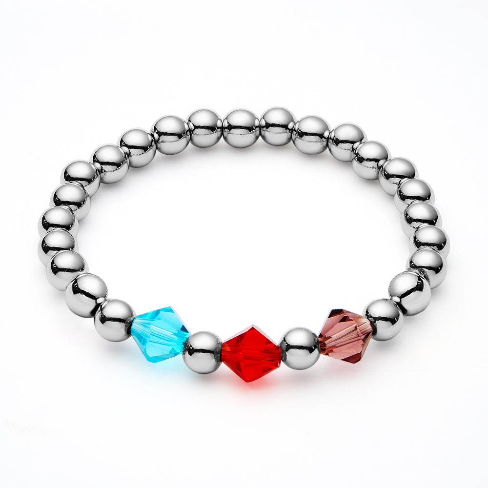 Personalised 1-12 Birthstone Family Bracelet | Elastic Beaded Gift for Women