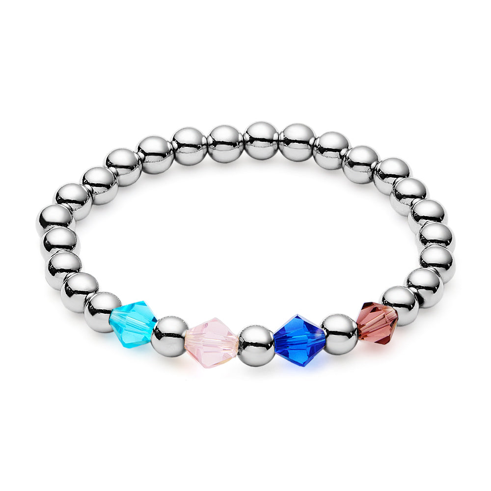 Personalised 1-12 Birthstone Family Bracelet | Elastic Beaded Gift for Women
