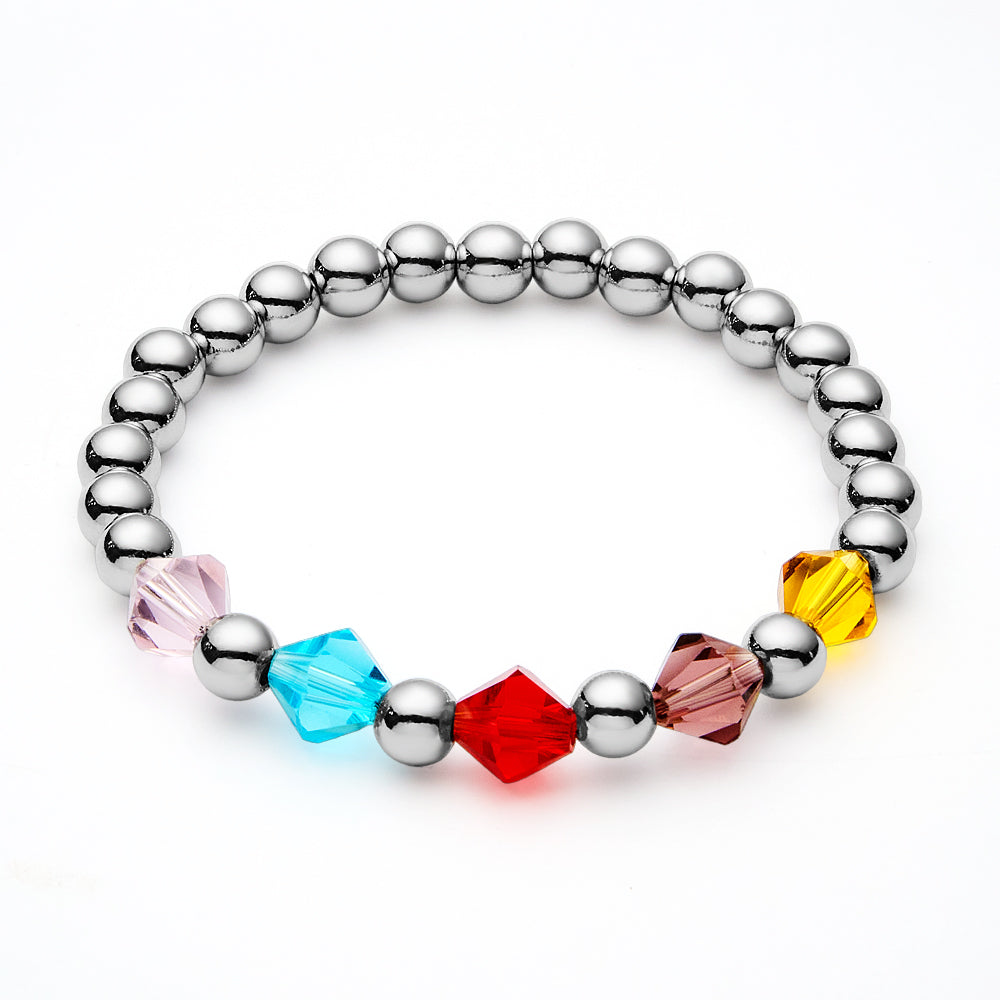 Personalised 1-12 Birthstone Family Bracelet | Elastic Beaded Gift for Women