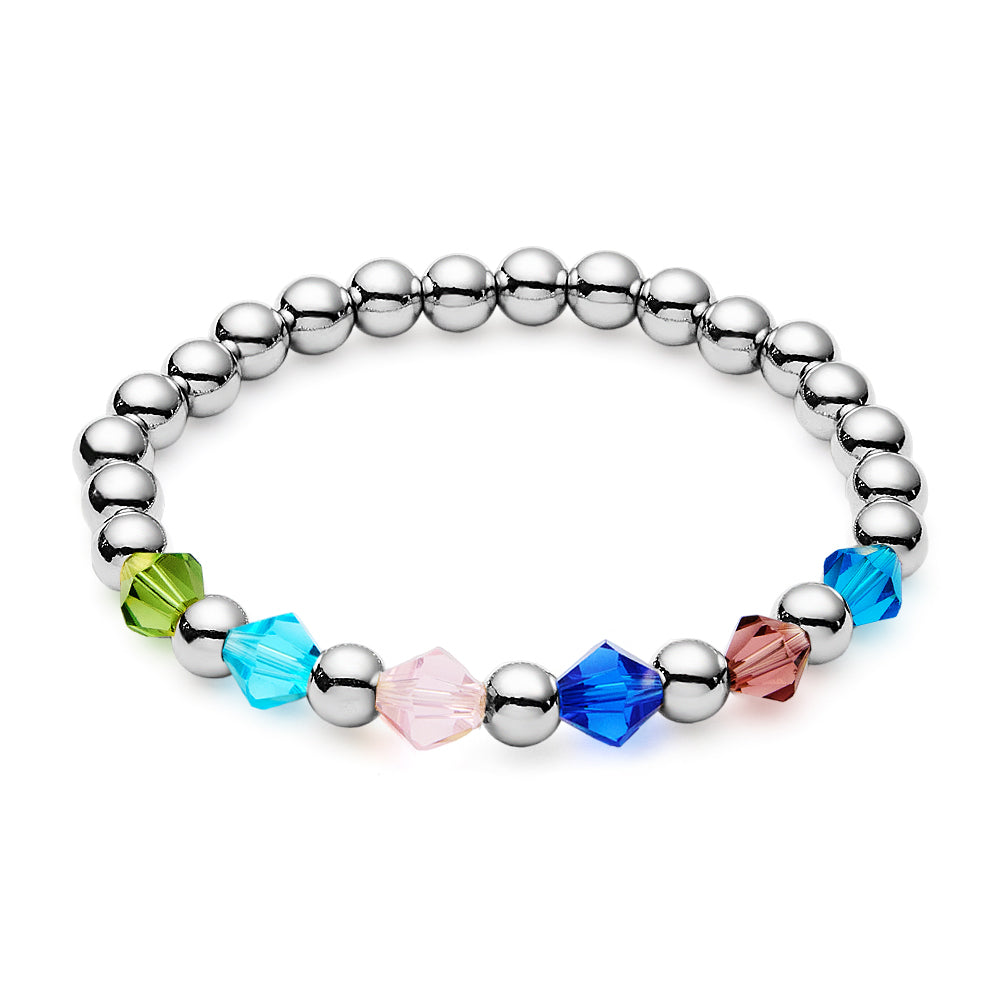 Personalised 1-12 Birthstone Family Bracelet | Elastic Beaded Gift for Women