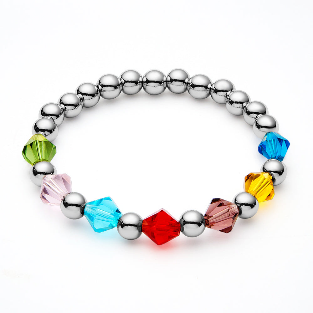 Personalised 1-12 Birthstone Family Bracelet | Elastic Beaded Gift for Women