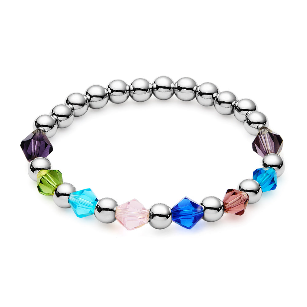 Personalised 1-12 Birthstone Family Bracelet | Elastic Beaded Gift for Women