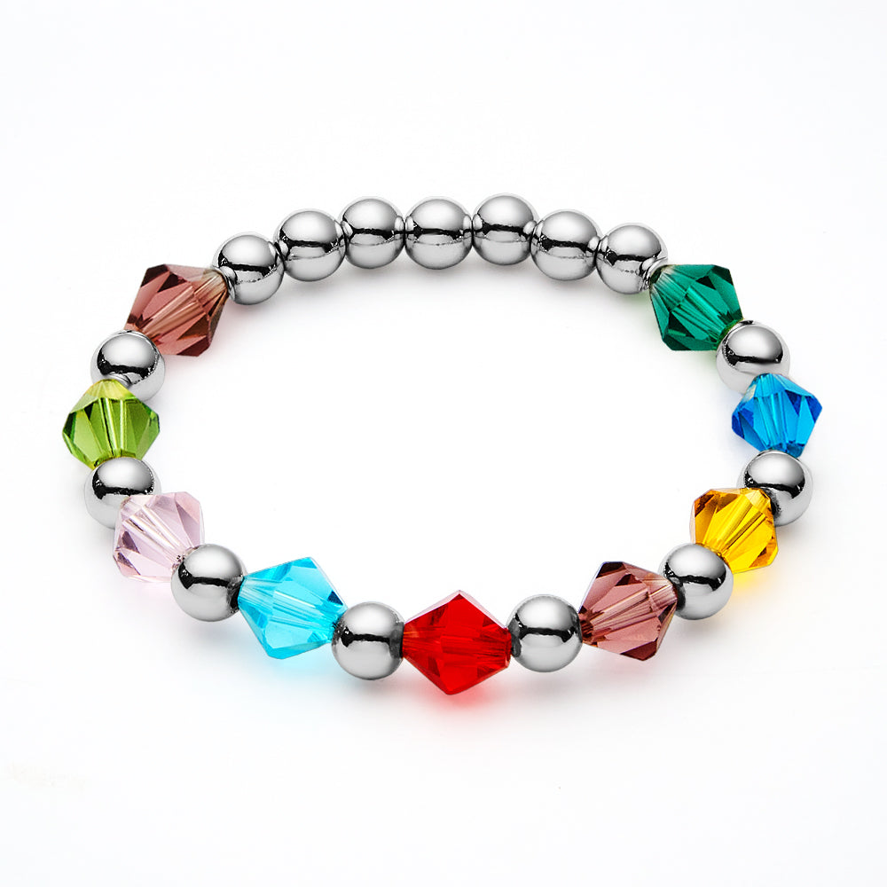 Personalised 1-12 Birthstone Family Bracelet | Elastic Beaded Gift for Women