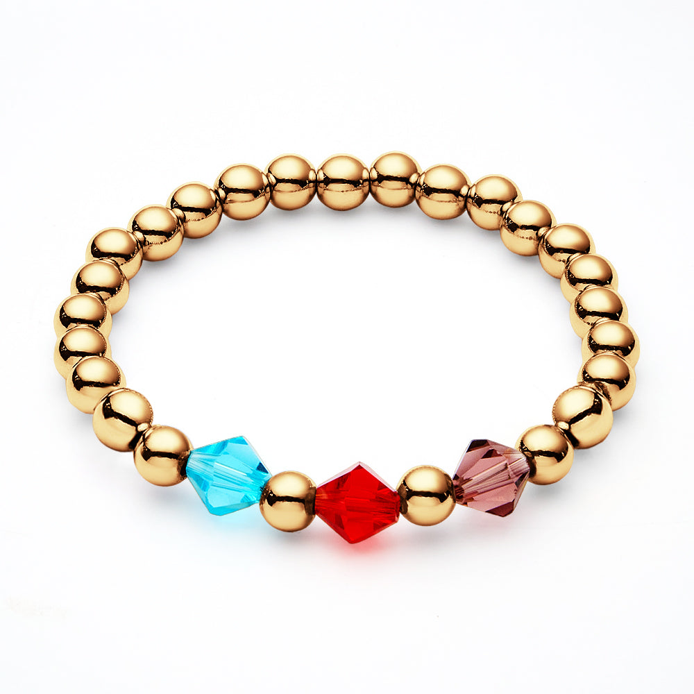 Personalised 1-12 Birthstone Family Bracelet | Elastic Beaded Gift for Women