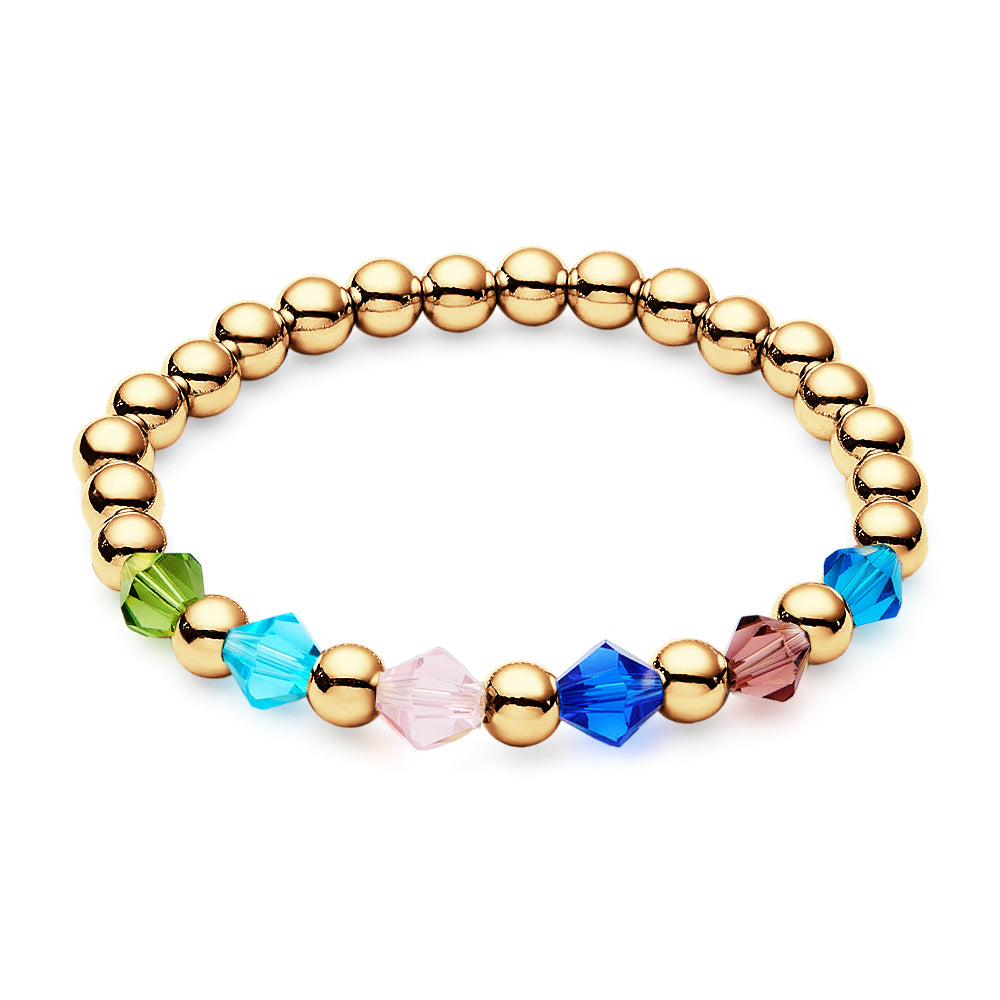 Personalised 1-12 Birthstone Family Bracelet | Elastic Beaded Gift for Women