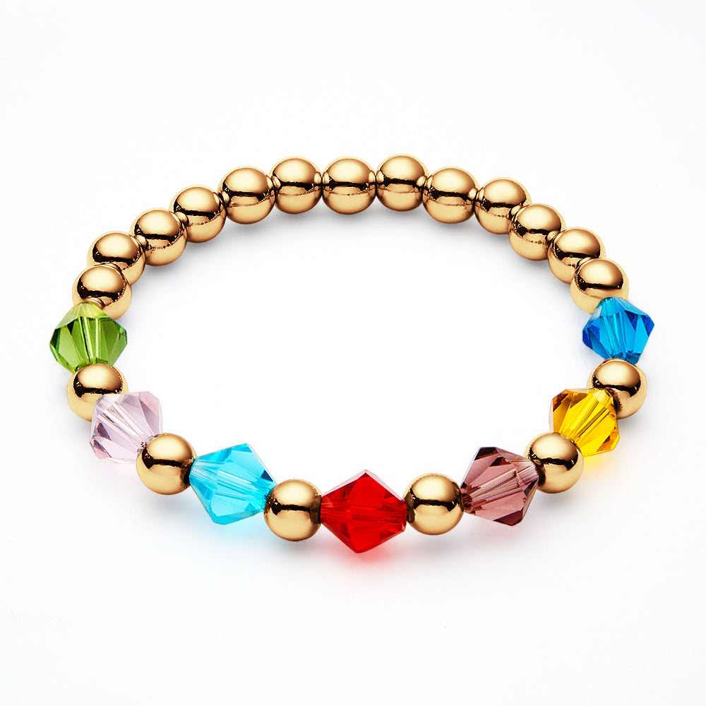Personalised 1-12 Birthstone Family Bracelet | Elastic Beaded Gift for Women