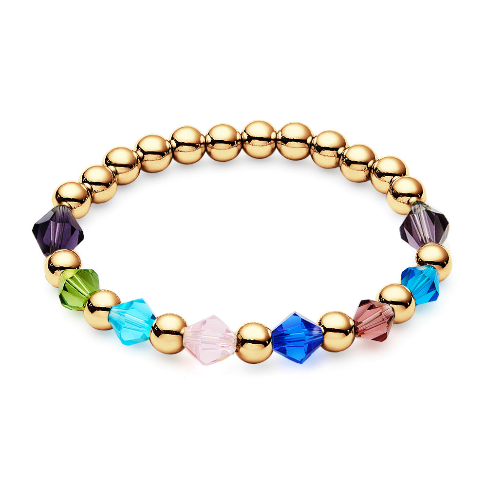 Personalised 1-12 Birthstone Family Bracelet | Elastic Beaded Gift for Women