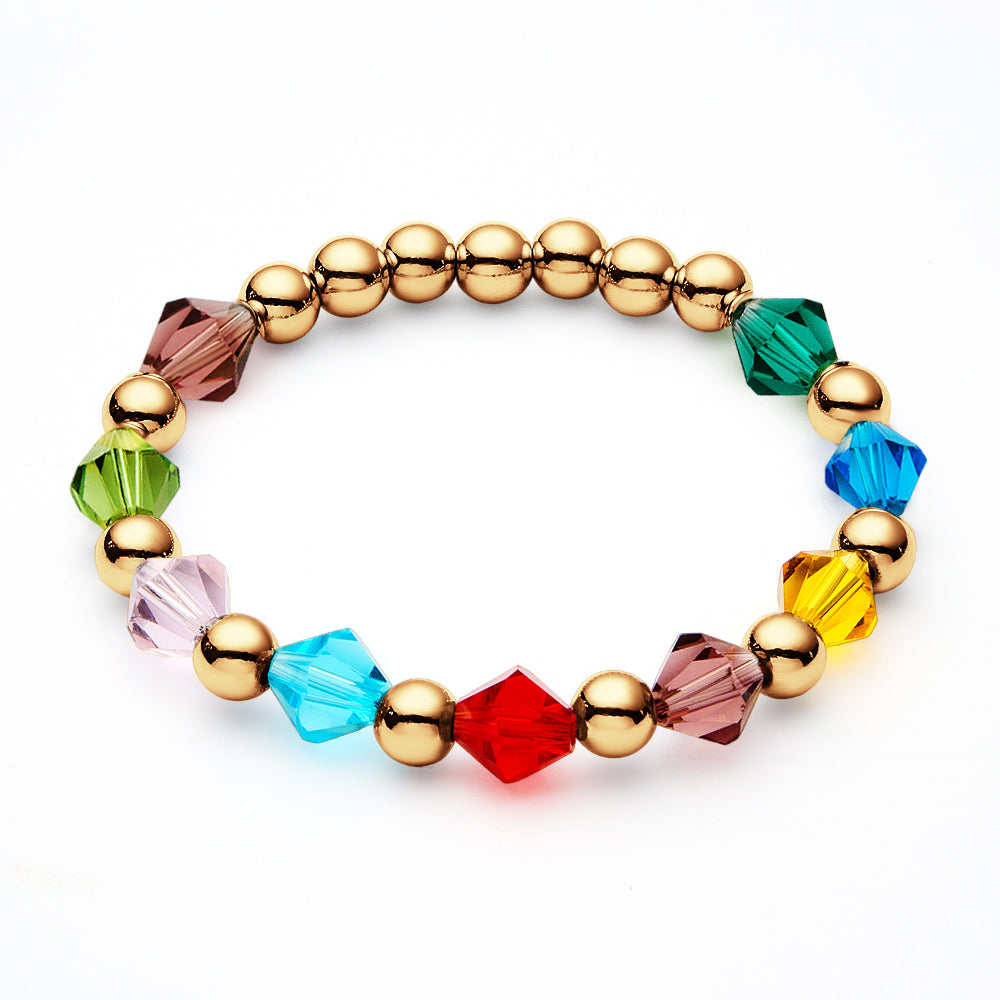 Personalised 1-12 Birthstone Family Bracelet | Elastic Beaded Gift for Women