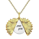 Custom Engraved Text Sunflower Locket Necklace