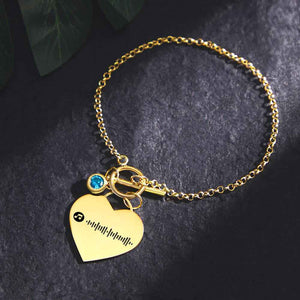 Custom Music Code Heart Bracelet with Birthstone Creative Gift for Women