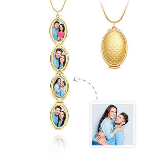 Custom Photo Necklace Container Oval Locket Pendant Necklace Gift for Women
