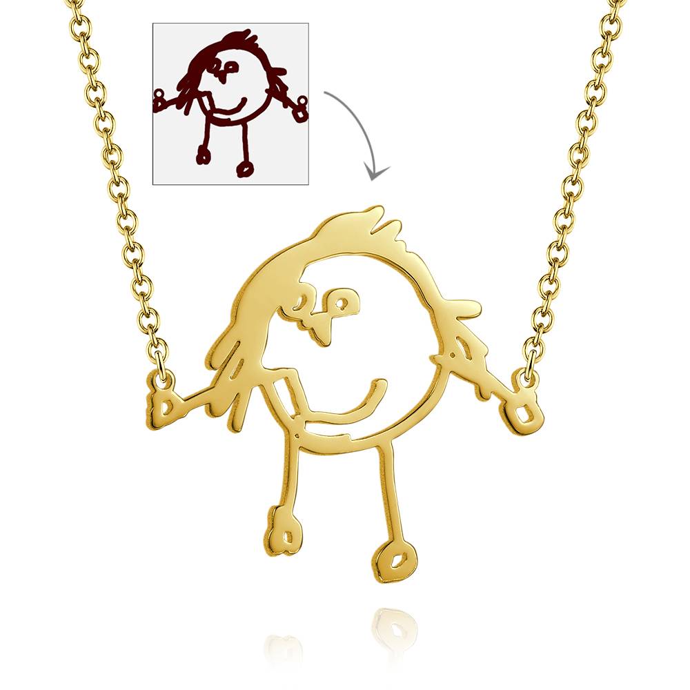 Lifestyle shot of the Personalised Line Art Necklace worn, featuring a minimalist copper pendant engraved with a drawn artwork.