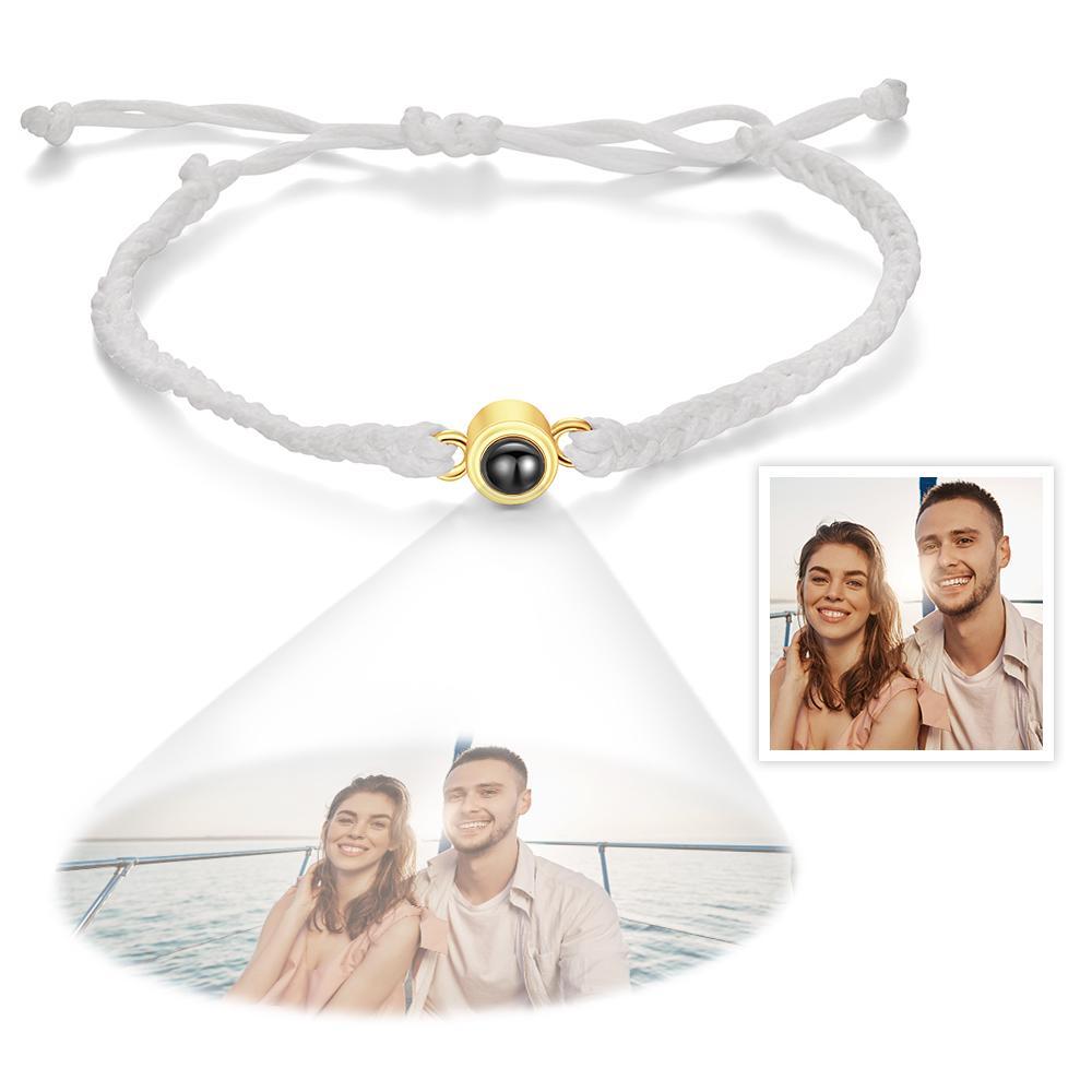 Custom Projection Bracelet - Personalised Woven Couple Bracelet with Photo