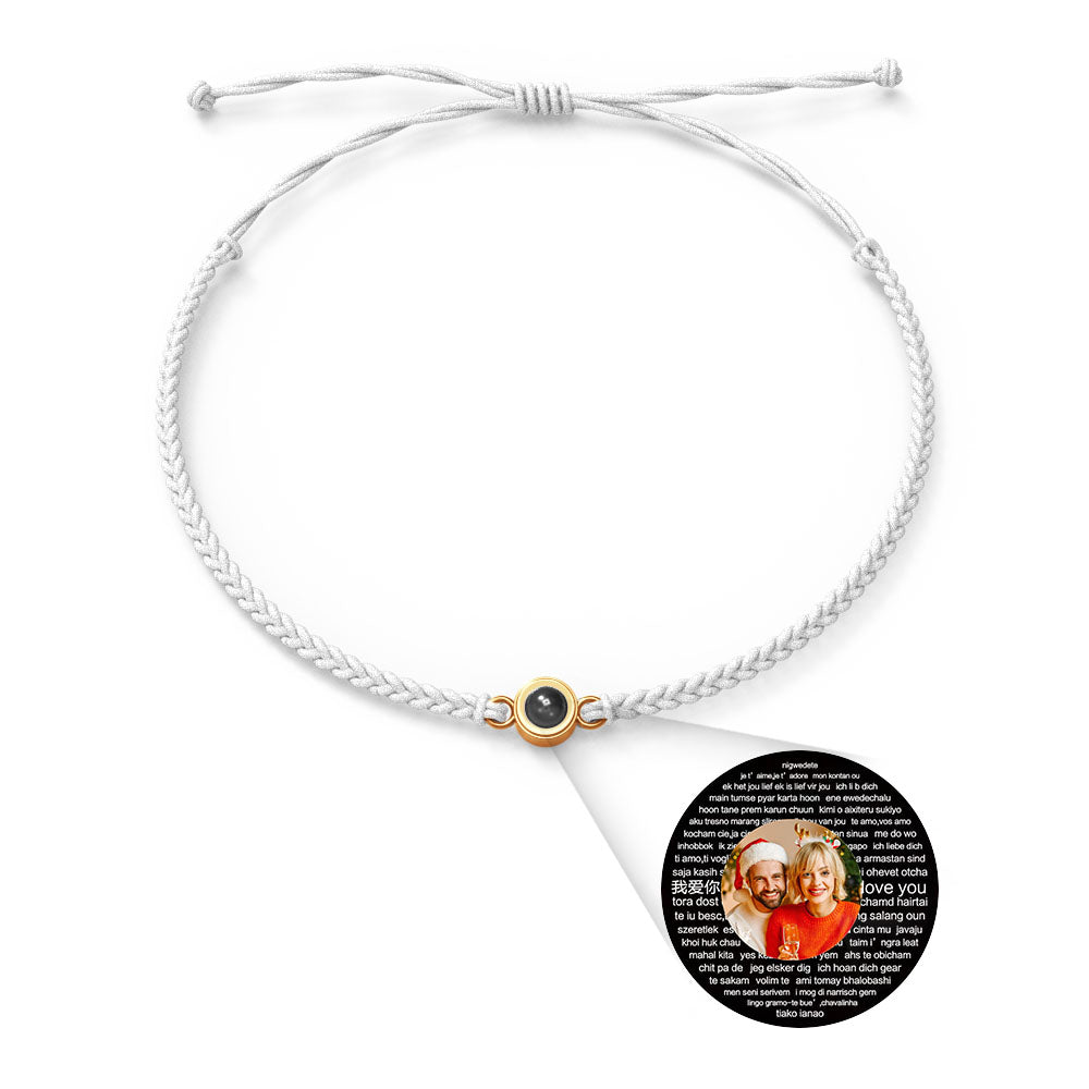 Personalised Photo Projection Charm Bracelet | I Love You in 100 Languages | Custom Birthday Gift