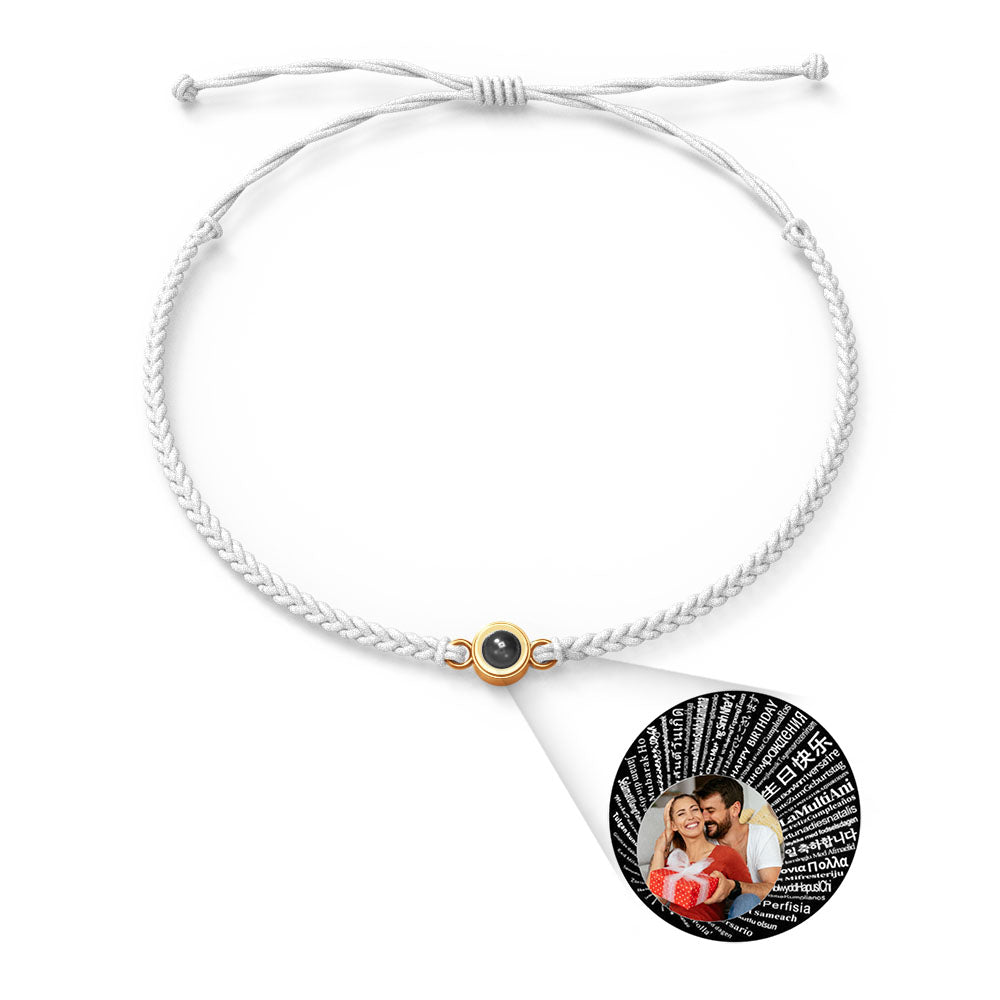 Personalised Photo Projection Charm Bracelet | I Love You in 100 Languages | Custom Birthday Gift