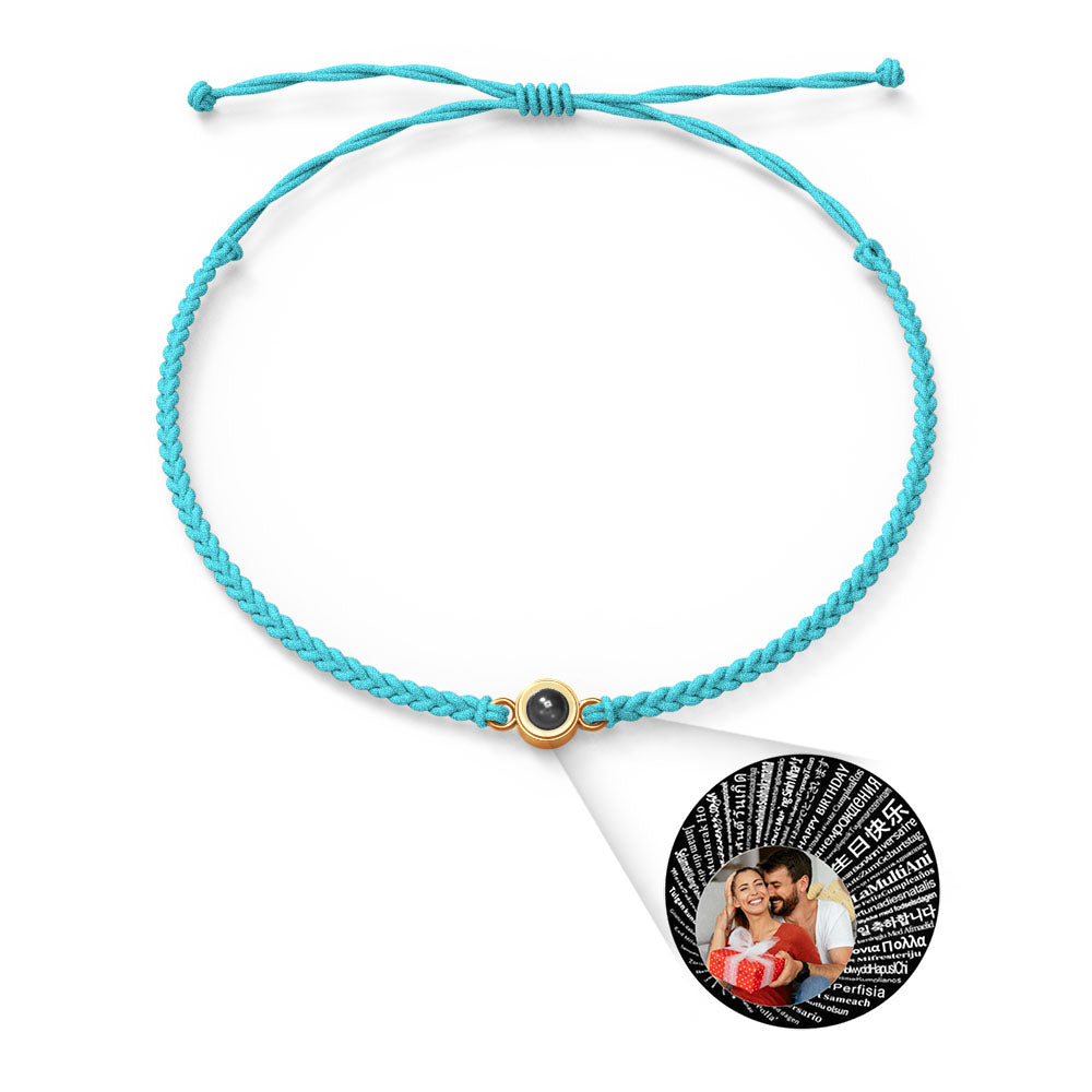 Personalised Photo Projection Charm Bracelet | I Love You in 100 Languages | Custom Birthday Gift