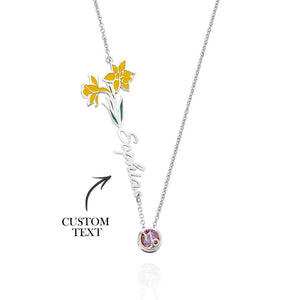 Personalized Birth Flower & Star Sign Name Necklace - Ideal Wedding Gift Birthday Gift