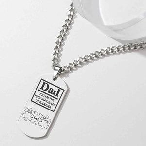 Father's Day Puzzle Gifts Men's Necklace Engraved Necklace You Are The Piece That Holds Us Together