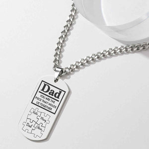 Father's Day Puzzle Gifts Men's Necklace Engraved Necklace You Are The Piece That Holds Us Together