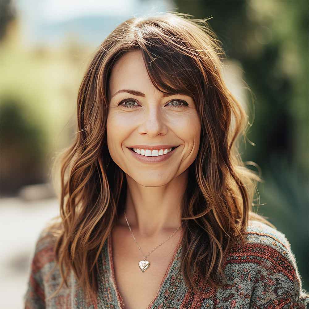 Custom Engraved Locket Necklace Angel Wings Pattern Gift for Her