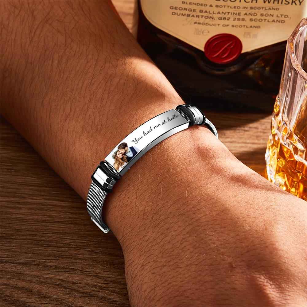 Custom Photo Bracelets Engraved Stainless Steel Bracelet Gifts for Couple