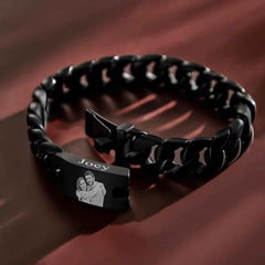 Custom Photo Engraved Thick Chain Bracelet Punk Gifts For Him