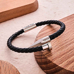 Engraved Leather Nail Bracelet Personalized Vintage Rope Bracelet Gifts For Him