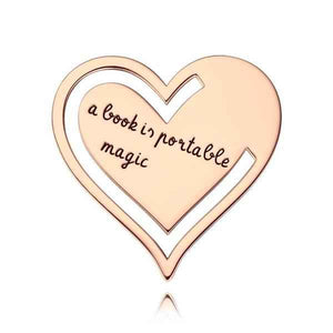 Custom Engraved Heart Metal Bookmark with Text