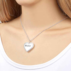 Custom Photo Engraved Necklace Heart-shaped Locket Necklace Creative Gift