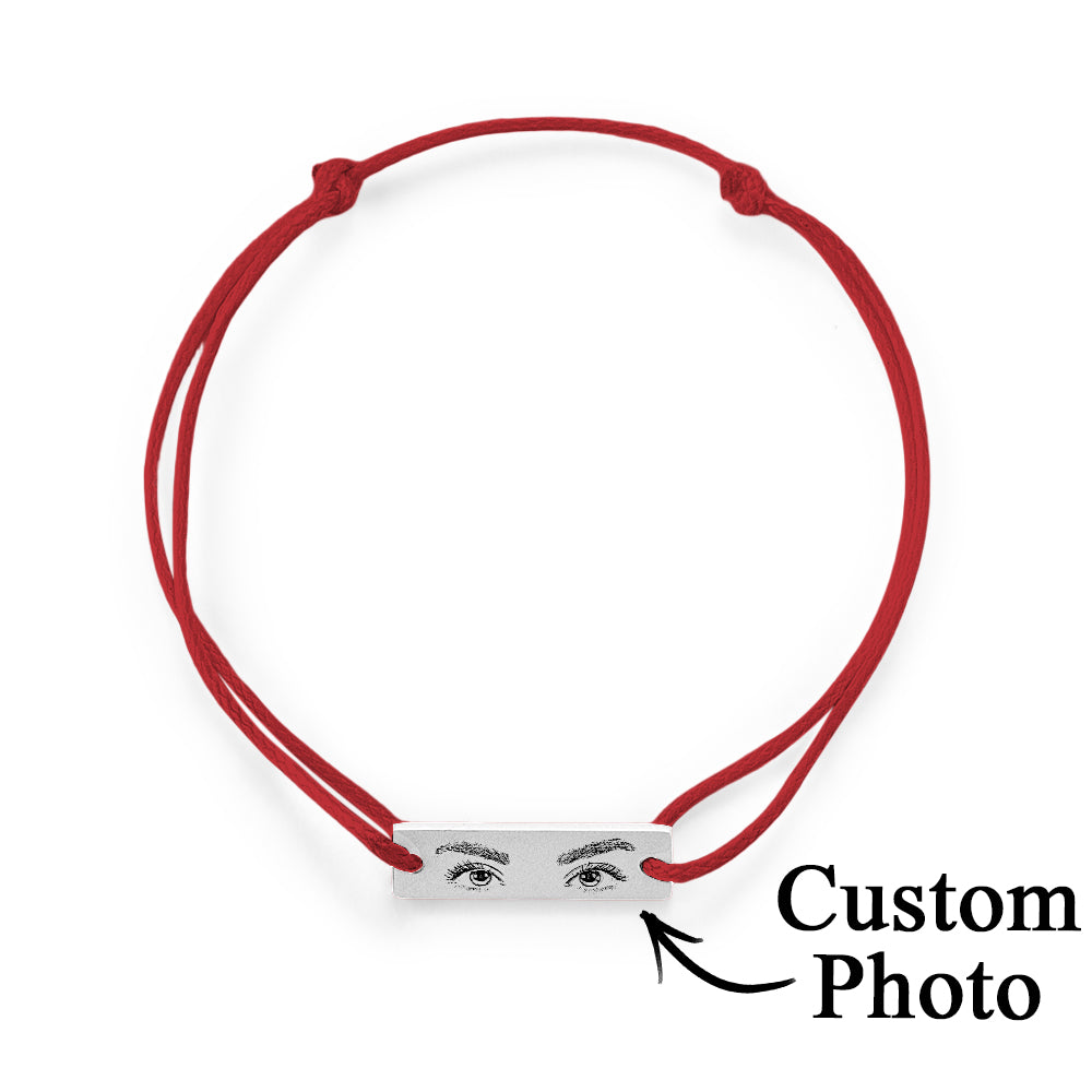Personalised eyes photo bracelet shown as a thoughtful grandparent gift with baby-eye engraving option