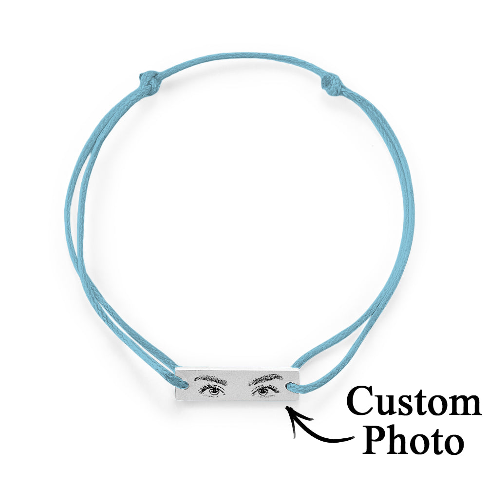 Personalised Eyes Photo Bracelet | Custom Engraved Love Gift | Adjustable Stainless Steel