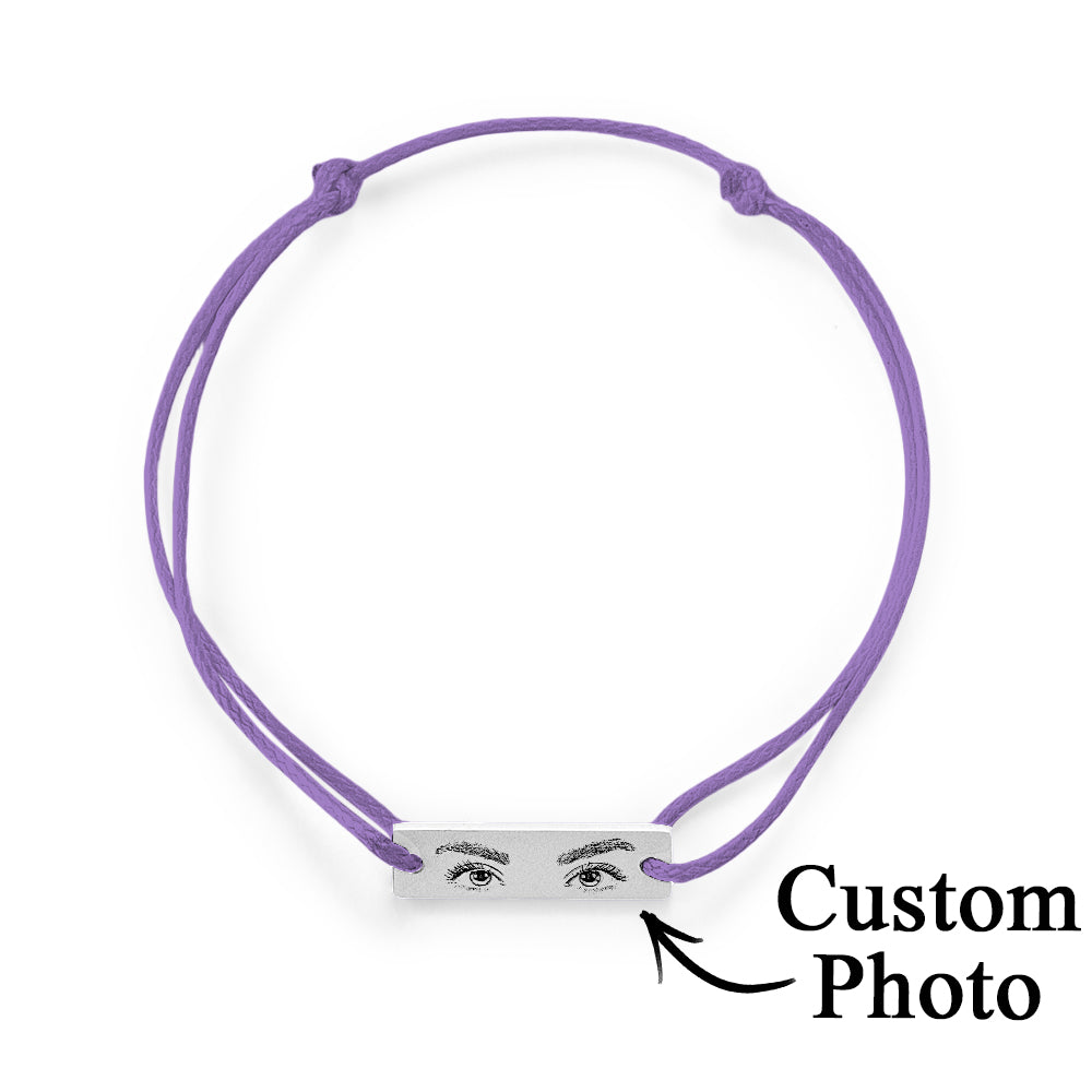 Custom Engraved Eyes of Love Bracelet with Personal Photo | Adjustable Jewellery