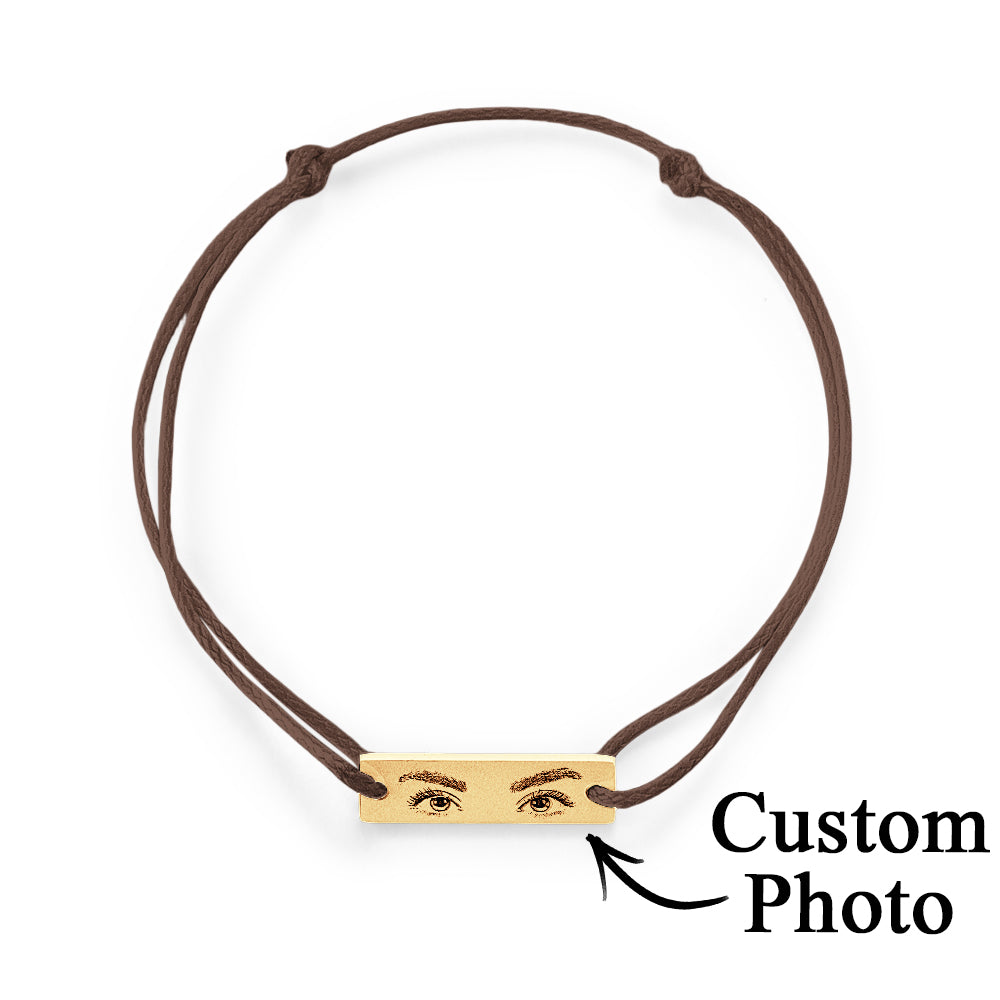 Personalised Eyes Photo Bracelet | Custom Engraved Love Gift | Adjustable Stainless Steel